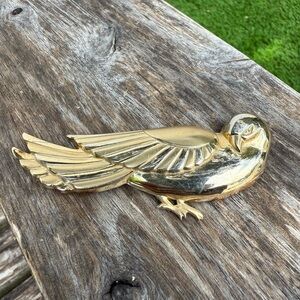 Vintage Craft Coro Signed Large Bird Gold‎ Tone Brooch